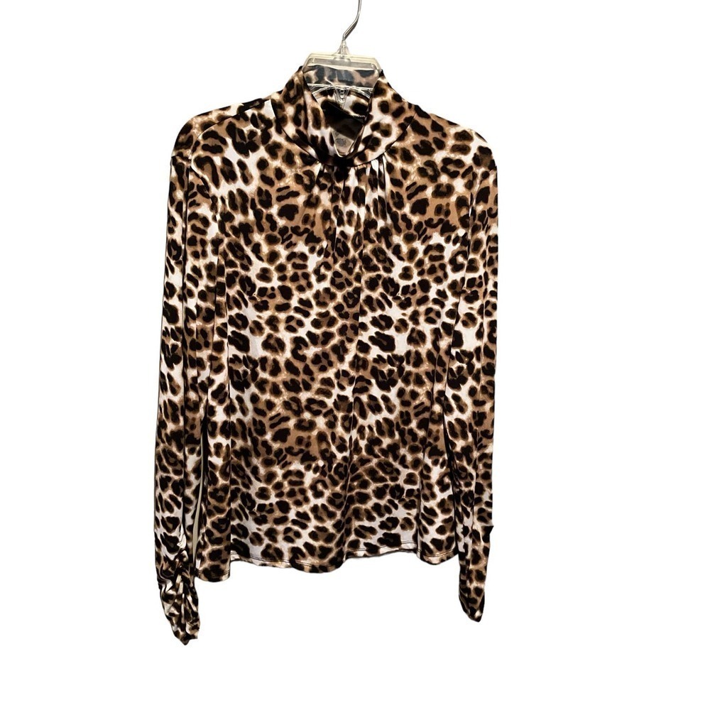 NY & Company 7th Avenue Studio Top Women's XL Leopard Print Turtleneck Pullover‎